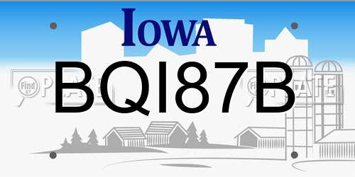 BQI87B Iowa License Plate