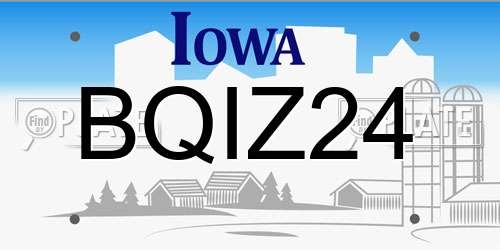 BQIZ24 Iowa License Plate