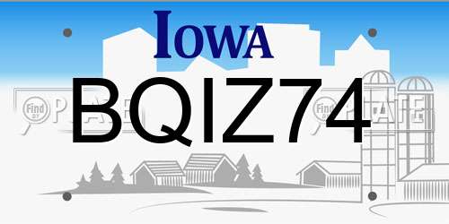 BQIZ74 Iowa License Plate