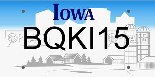BQKI15 Iowa License Plate