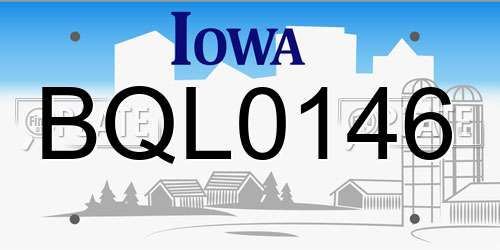 BQL0146 Iowa License Plate