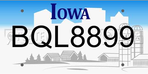 BQL8899 Iowa License Plate