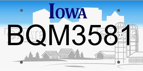 BQM3581 Iowa License Plate