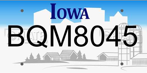 BQM8045 Iowa License Plate