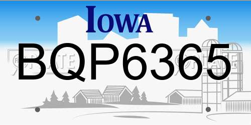 BQP6365 Iowa License Plate
