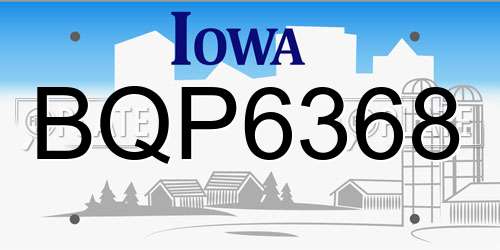 BQP6368 Iowa License Plate