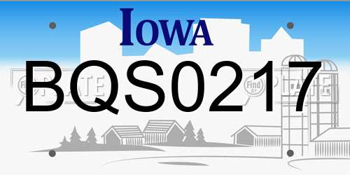 BQS0217 Iowa License Plate