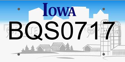 BQS0717 Iowa License Plate