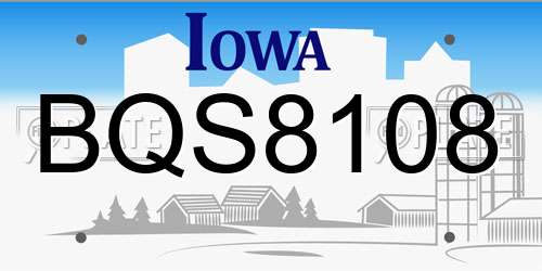 BQS8108 Iowa License Plate