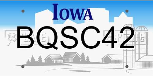 BQSC42 Iowa License Plate