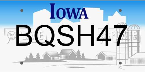 BQSH47 Iowa License Plate