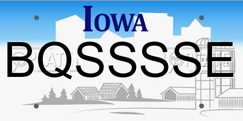 BQSSSSE Iowa License Plate