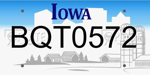 BQT0572 Iowa License Plate