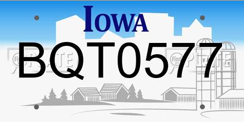 BQT0577 Iowa License Plate