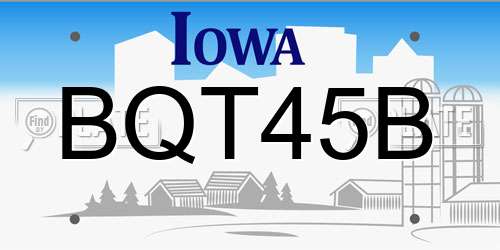 BQT45B Iowa License Plate