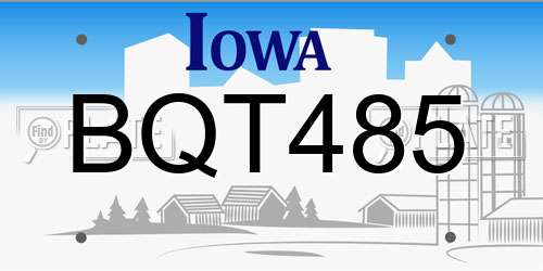 BQT485 Iowa License Plate