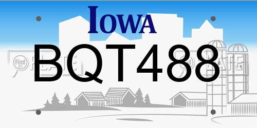 BQT488 Iowa License Plate