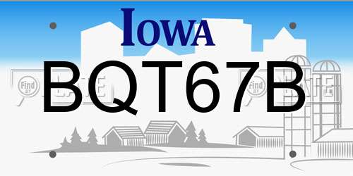 BQT67B Iowa License Plate