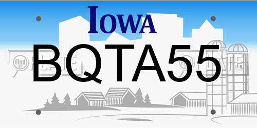 BQTA55 Iowa License Plate