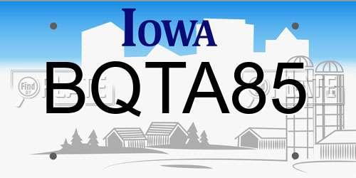 BQTA85 Iowa License Plate