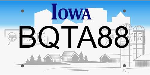 BQTA88 Iowa License Plate