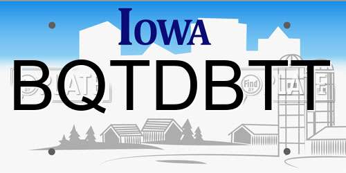 BQTDBTT Iowa License Plate
