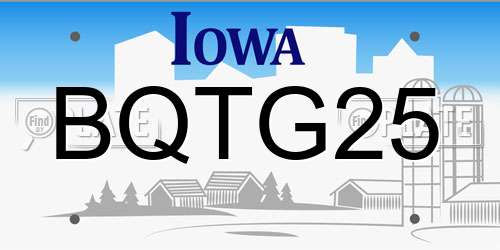 BQTG25 Iowa License Plate