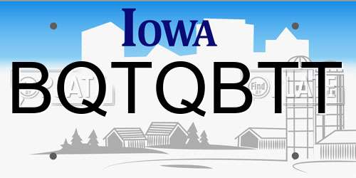 BQTQBTT Iowa License Plate