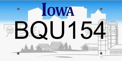 BQU154 Iowa License Plate
