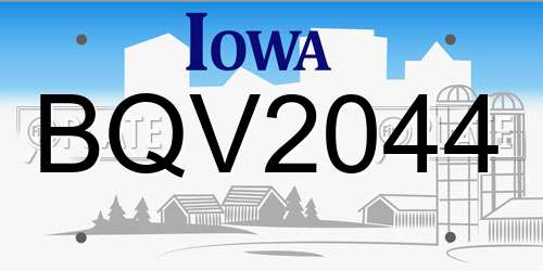 BQV2044 Iowa License Plate