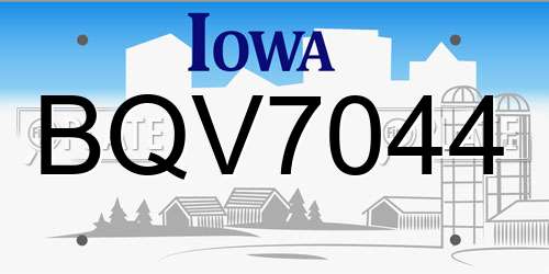 BQV7044 Iowa License Plate
