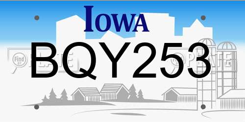 BQY253 Iowa License Plate