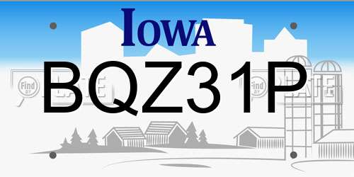 BQZ31P Iowa License Plate