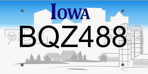 BQZ488 Iowa License Plate