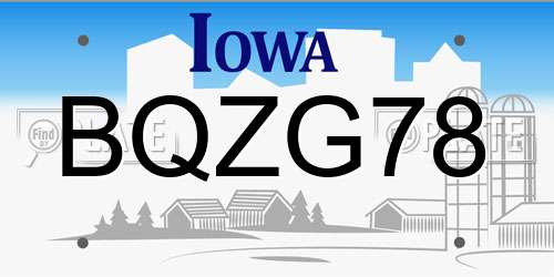 BQZG78 Iowa License Plate