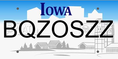 BQZOSZZ Iowa License Plate