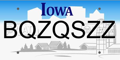 BQZQSZZ Iowa License Plate