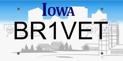 BR1VET Iowa License Plate
