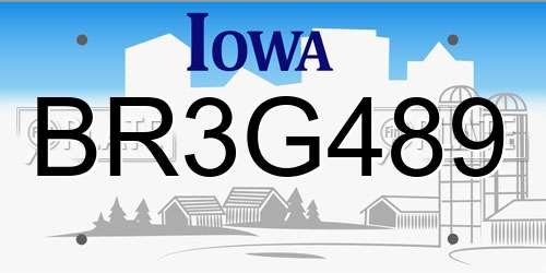 BR3G489 Iowa License Plate