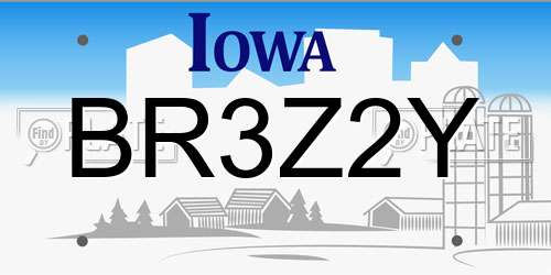 BR3Z2Y Iowa License Plate