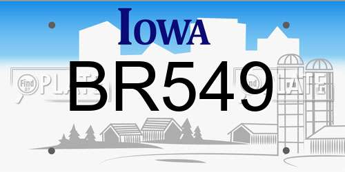 BR549 Iowa License Plate