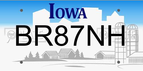 BR87NH Iowa License Plate