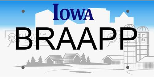 BRAAPP Iowa License Plate