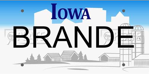 BRANDE Iowa License Plate