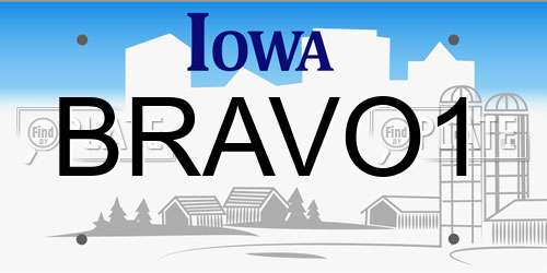 BRAVO1 Iowa License Plate