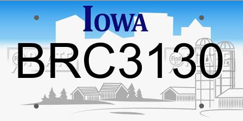 BRC3130 Iowa License Plate