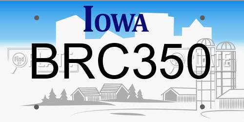 BRC350 Iowa License Plate