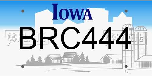 BRC444 Iowa License Plate
