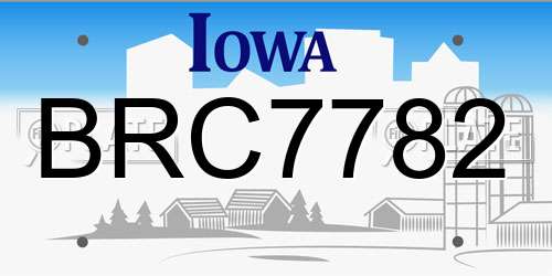 BRC7782 Iowa License Plate