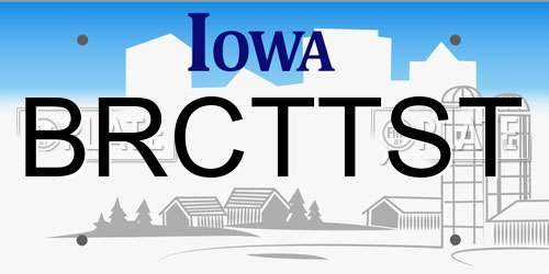 BRCTTST Iowa License Plate